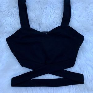 SHEIN - Solid Cross Crop Halter Top size Small black